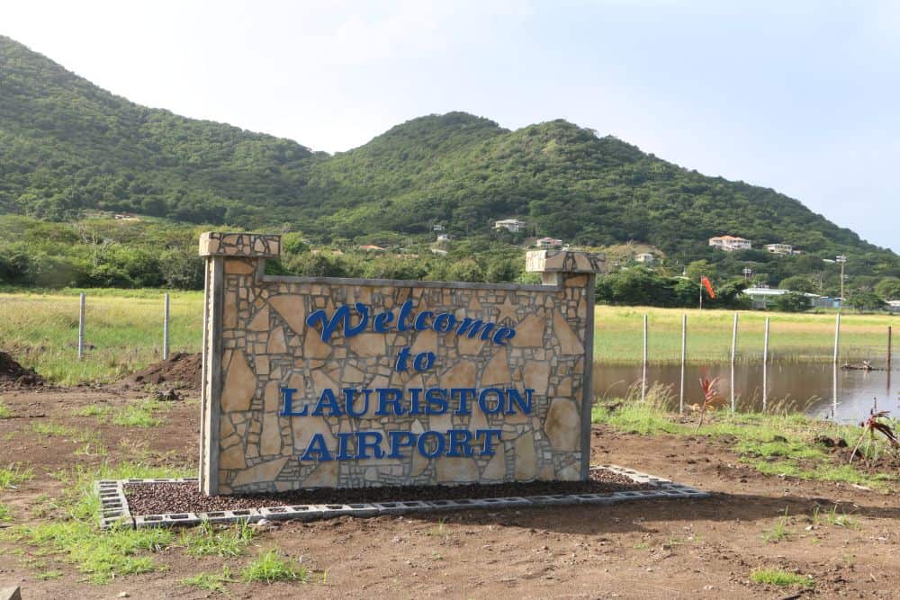Lauriston airport of Carriacou, Grenada. Photo of Carriacou airport (aka Lauriston airport) entrance sign.